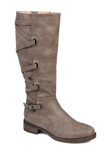 Incaltaminte femei journee collection carly lace back tall boot - wide calf taupe
