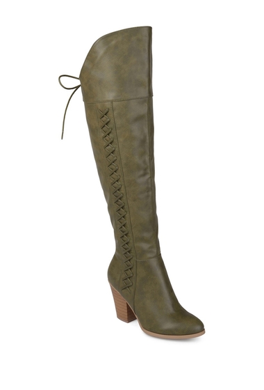 Incaltaminte femei journee collection spritzs over-the-knee lace-up boot - wide calf olive
