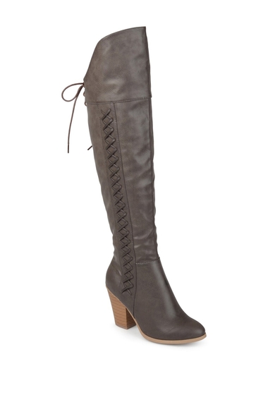 Incaltaminte femei journee collection spritzs over-the-knee lace-up boot - wide calf grey