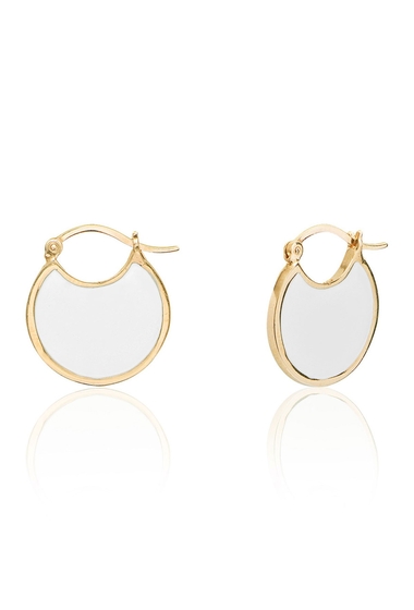 Bijuterii femei gabcos designs 14k yellow gold vermeil white enamel disc hoop earrings 14k gold vermeil