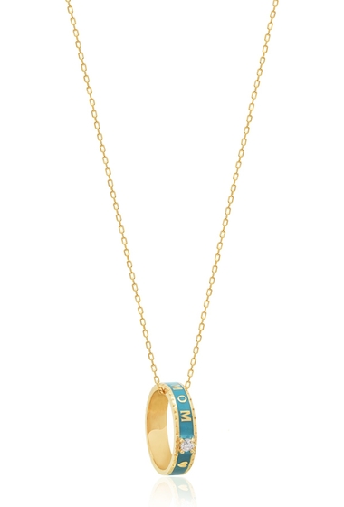 Bijuterii femei gabcos designs 14k yellow gold vermeil cz and turquoise mom ring pendant necklace gold