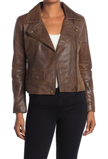 Imbracaminte femei frye vintage stud biker jacket dark brown