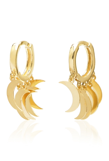 Bijuterii femei gabcos designs 14k gold plated many moons huggie earrings gold