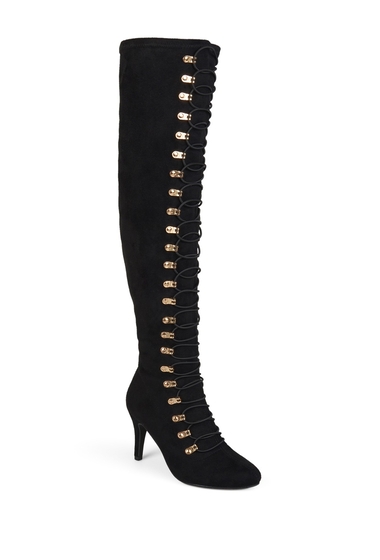 Incaltaminte femei journee collection trill over-the-knee lace-up boot - wide calf black