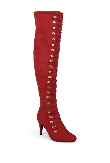 Incaltaminte femei journee collection trill over-the-knee lace-up boot - wide calf red