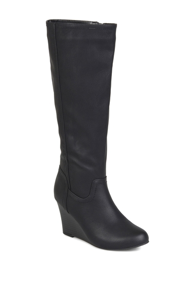 Incaltaminte femei journee collection langly wedge heel tall boot black