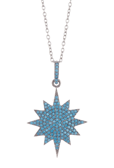 Bijuterii femei forever creations usa inc turquoise starburst pendant necklace blue