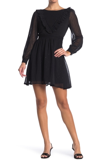 Imbracaminte femei frnch metallic speckled long sleeve dress black