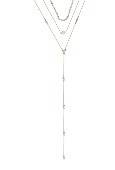 Bijuterii femei ettika gold tone acrylic pearl glass pearl crystal necklace - set of 3 gold