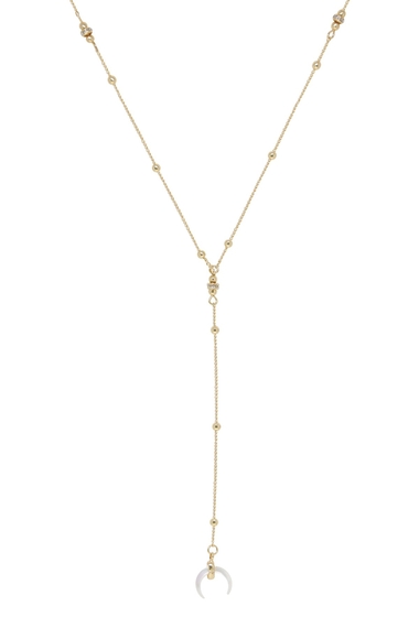 Bijuterii femei ettika 18k gold plated glass shell horn crescent lariat necklace gold