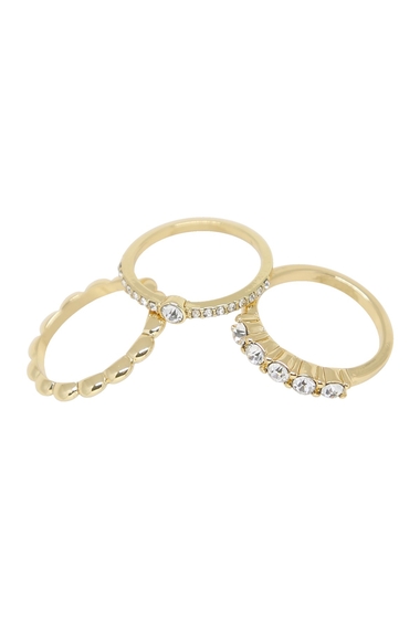 Bijuterii femei ettika textured gold crystal ring - set of 3 gold