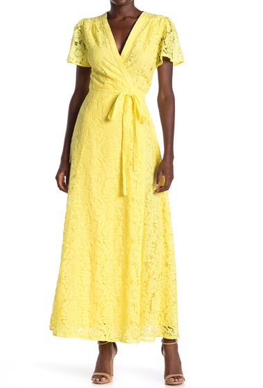 Imbracaminte femei frnch lace wrap maxi dress yellow
