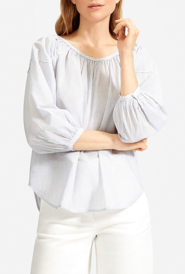 Imbracaminte femei everlane the ruched air blouse white multi stripe