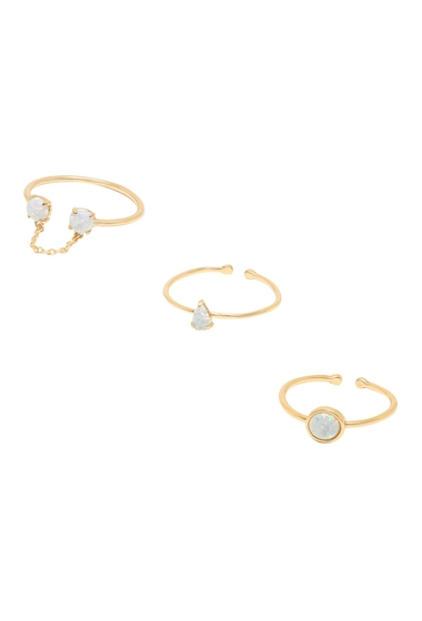 Bijuterii femei ettika kyocera opal and 18k gold plated stackable rings - set of 3 gold