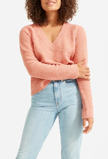 Imbracaminte femei everlane the teddy v neck sweater heathered coral