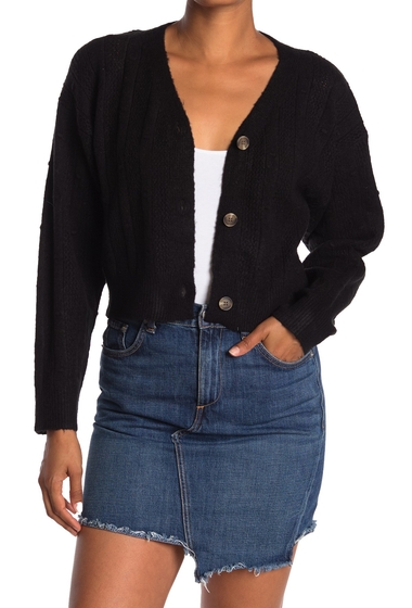 Imbracaminte femei double zero pointelle knit cropped cardigan black