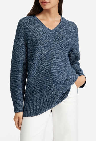 Imbracaminte femei everlane the link-stitch v-neck sweater dark blue twist