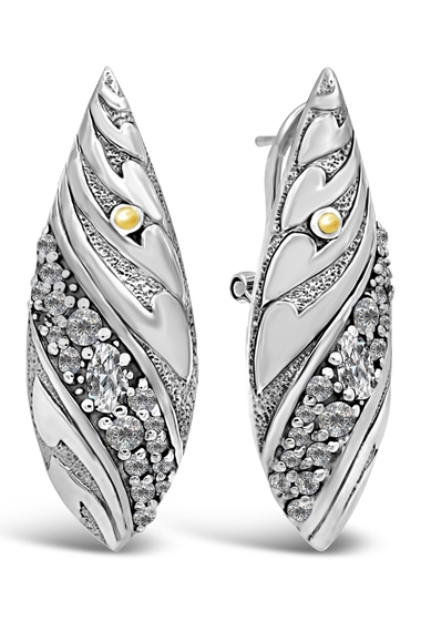 Bijuterii femei devata sterling silver bali filigree cz marquis drop earrings silver-gold-white