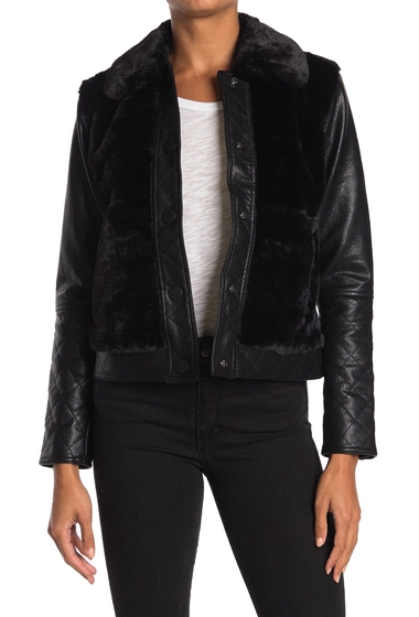 Imbracaminte femei design history faux fur leather jacket blk blk