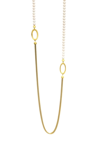 Bijuterii femei dean davidson 22k gold plated origami beaded statement necklace pearl