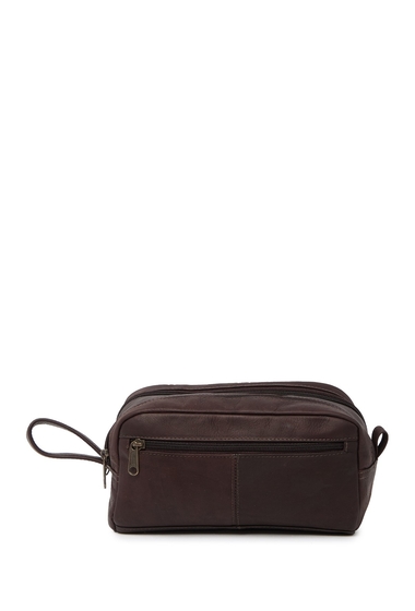 Accesorii femei david king co small leather double zip shave bag caf