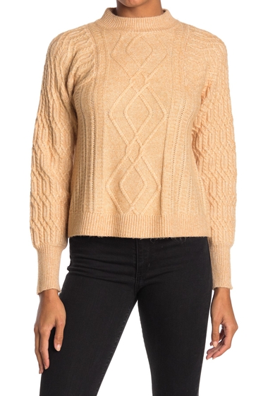Imbracaminte femei design history mock neck cable knit sweater wheat