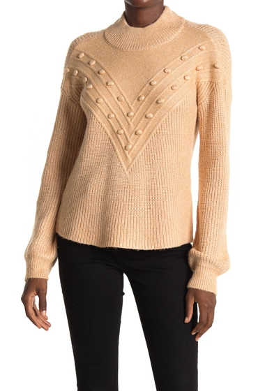 Imbracaminte femei design history mock neck bobble stitch sweater wheat htr
