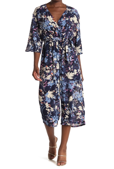 Imbracaminte femei collective concepts surplice neck floral print jumpsuit navy floral