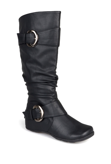 Incaltaminte femei journee collection paris buckle mid-calf boot - wide calf black