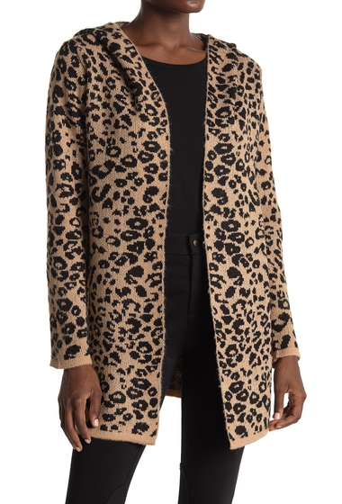 Imbracaminte femei by design apollo hooded pattern cardigan leopard natural comb