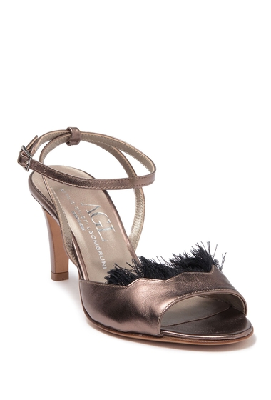 Incaltaminte femei agl faux feathered open toe sandal fawn metallic