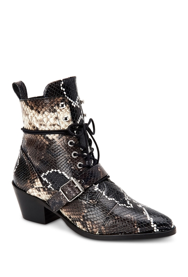 Incaltaminte femei allsaints katy snake embossed leather boot brown multi