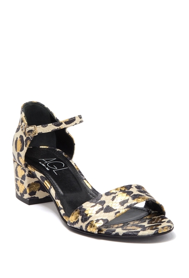 Incaltaminte femei agl metallic leopard print leather sandal offwhite