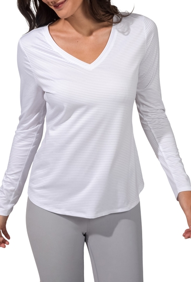 Imbracaminte femei 90 degree by reflex needle drop long sleeve v-neck t-shirt white - white