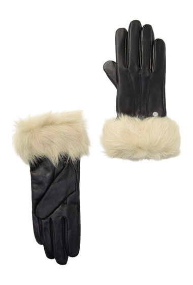 Accesorii femei ugg genuine shearling trim leather gloves 1black m