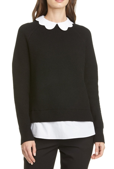 Imbracaminte femei ted baker london uleen layered scallop collar sweater black