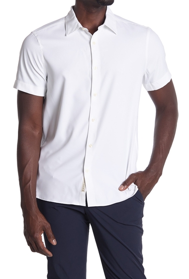 Imbracaminte barbati perry ellis short sleeve button-down shirt bright white