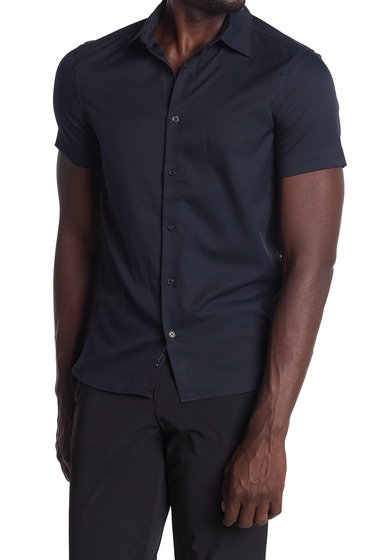 Imbracaminte barbati perry ellis short sleeve button-down shirt dark sapphire