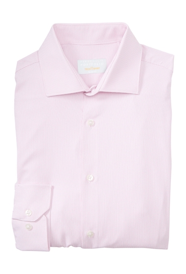 Imbracaminte barbati perry ellis solid long sleeve slim fit shirt pink solid