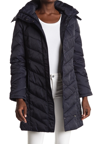 Imbracaminte femei kenneth cole new york faux fur trimmed removable hood quilted down puffer jacket midnight