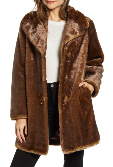 Imbracaminte femei kate spade new york faux fur button front coat mocha