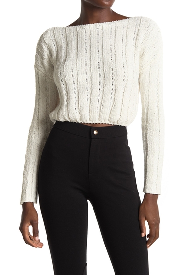 Imbracaminte femei hyfve chenille boxy ribbed cropped sweater off white