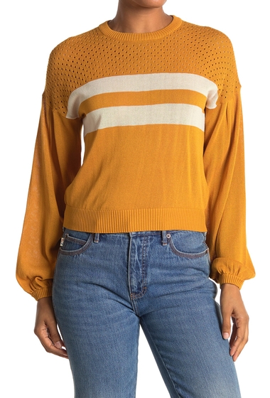 Imbracaminte femei heartloom peyton stripe perforated yoke sweater marigold