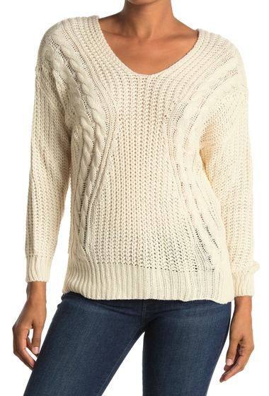 Imbracaminte femei heartloom evon scoop neck cable knit sweater ivory