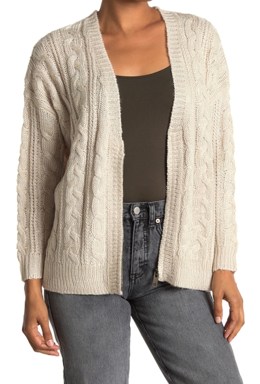 Imbracaminte femei heartloom relaxed fit front zip cable knit cardigan ecru