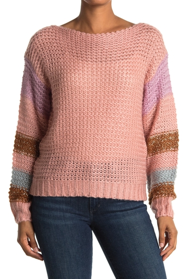 Imbracaminte femei heartloom boatneck stripe sleeve knit sweater cameo