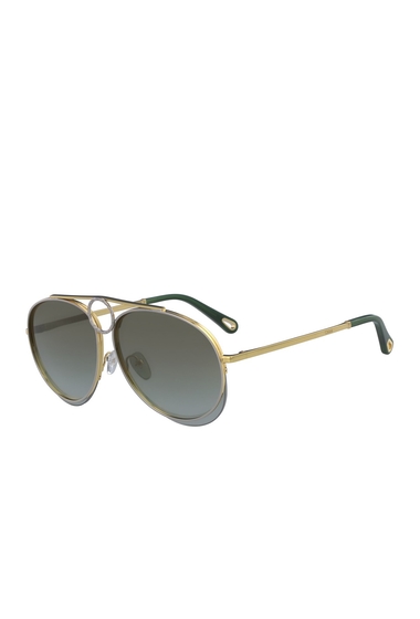 Ochelari femei chloe romie 61mm aviator sunglasses goldsilvergreen gr