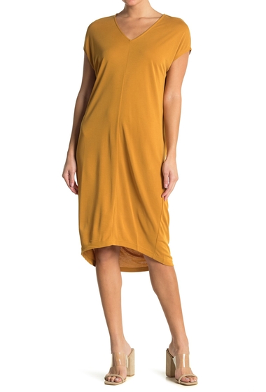 Imbracaminte femei double zero v-neck dolman sleeve midi dress mustard