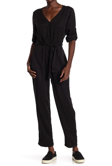 Imbracaminte femei cloth stone v-neck belted jumpsuit black