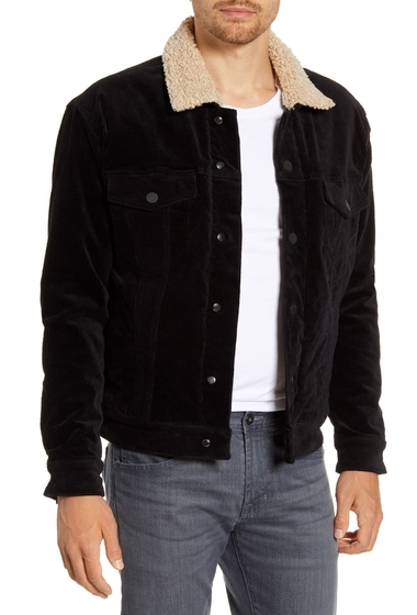 Imbracaminte barbati blanknyc denim faux shearling collar corduroy jacket jet black